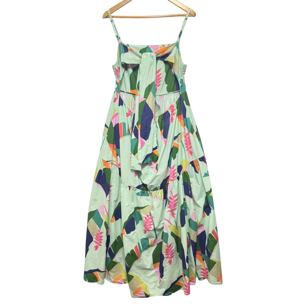 FARM Rio Tie Back Square Neck‎ Tiered Tropical Maxi Dress Sz M - Picture 4 of 12